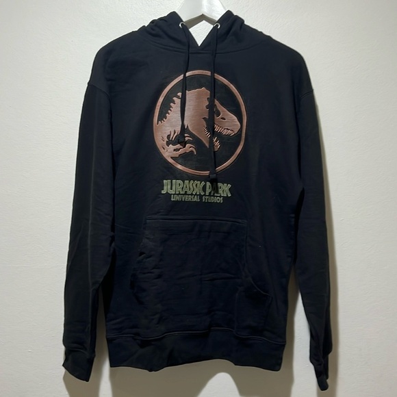 Jurassic Park Hoodie Men Size Small Black Universal Studios Pullover - Picture 1 of 7